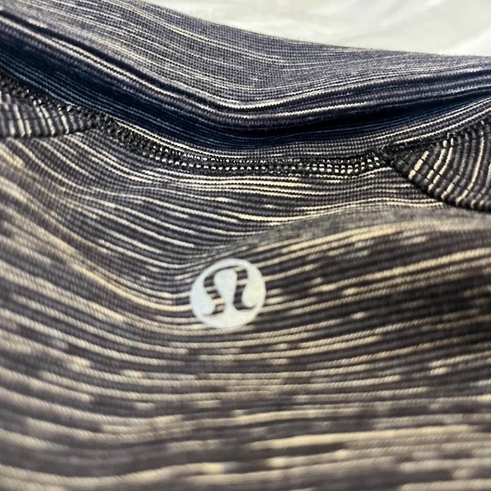 Lululemon Striped Athletic Top in Charcoal/White